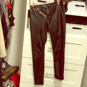 Black faux-leather pants
